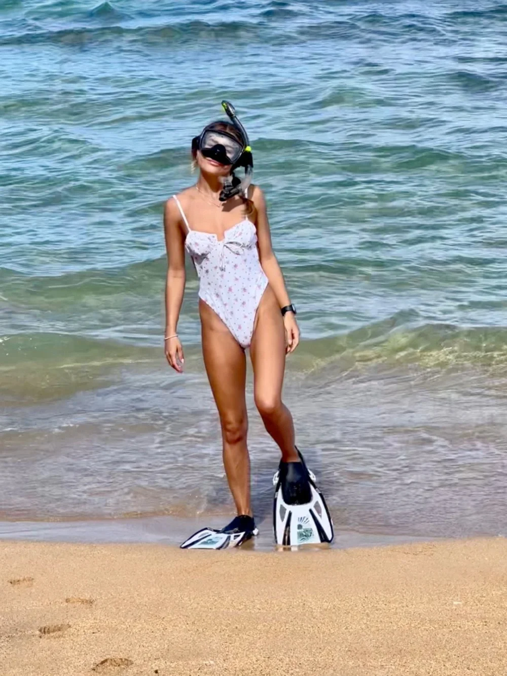 NWT FOR LOVE & LEMONS White Rosewater Floral One-Piece Swimsuit